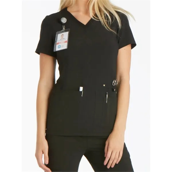 Cherokee iFlex Women's V-Neck Knit Panel Top... from ASI 86018 Scrub Authority / Uniform Stores