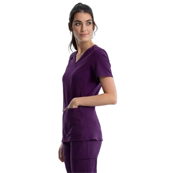 Cherokee iFlex Women's V-Neck Knit Panel Top... from ASI 86018 Scrub Authority / Uniform Stores