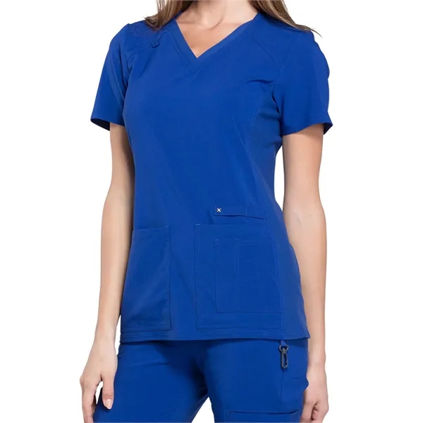 Cherokee iFlex Women's V-Neck Knit Panel Top... from ASI 86018 Scrub Authority / Uniform Stores