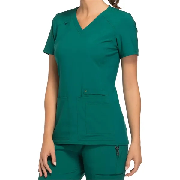 Cherokee iFlex Women's V-Neck Knit Panel Top... from ASI 86018 Scrub Authority / Uniform Stores
