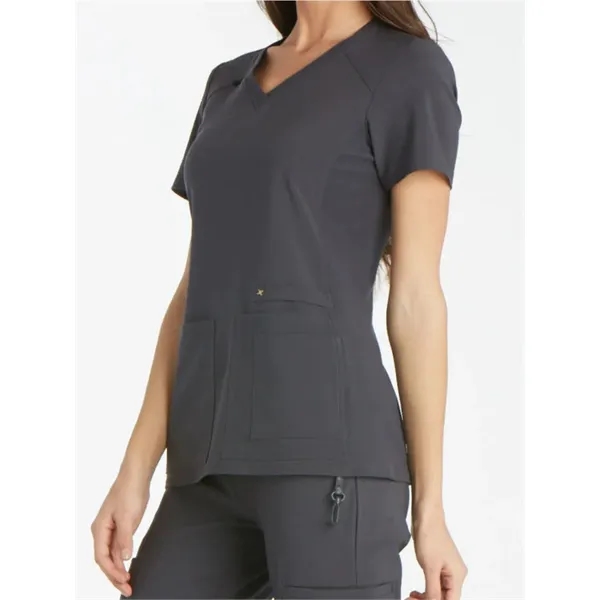 Cherokee iFlex Women's V-Neck Knit Panel Top... from ASI 86018 Scrub Authority / Uniform Stores