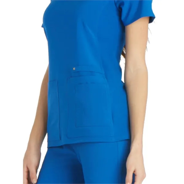 Cherokee iFlex Women's V-Neck Knit Panel Top... from ASI 86018 Scrub Authority / Uniform Stores