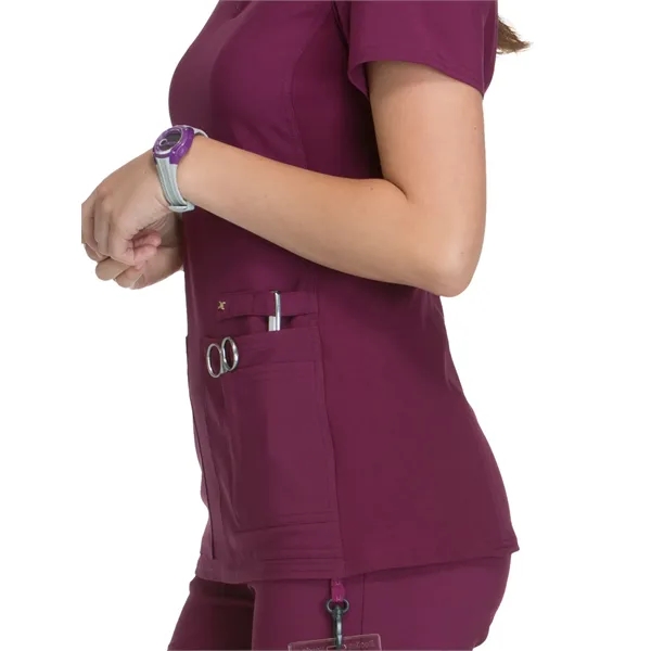 Cherokee iFlex Women's V-Neck Knit Panel Top... from ASI 86018 Scrub Authority / Uniform Stores