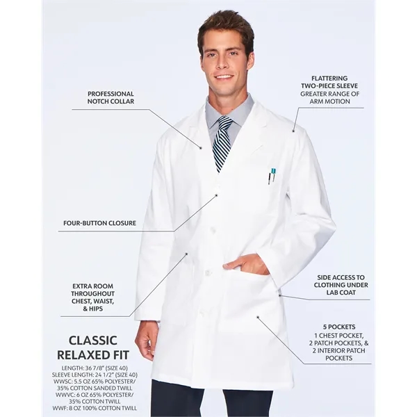 Landau Men's Lab Coat (White Super Twill - WWF)... from ASI 86018 Scrub Authority / Uniform Stores