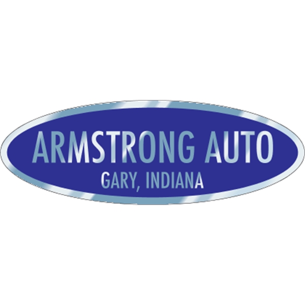 5.813" x 2" oval shaped auto ad made from chrome polyester... from ASI 89910 Stouse, LLC