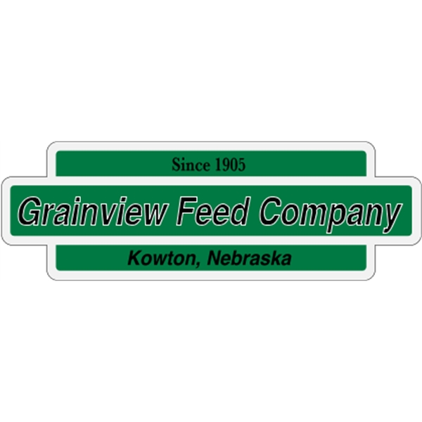 5.793" x 1.912" stacked rectangle auto ad made from white reflective... from ASI 89910 Stouse, LLC