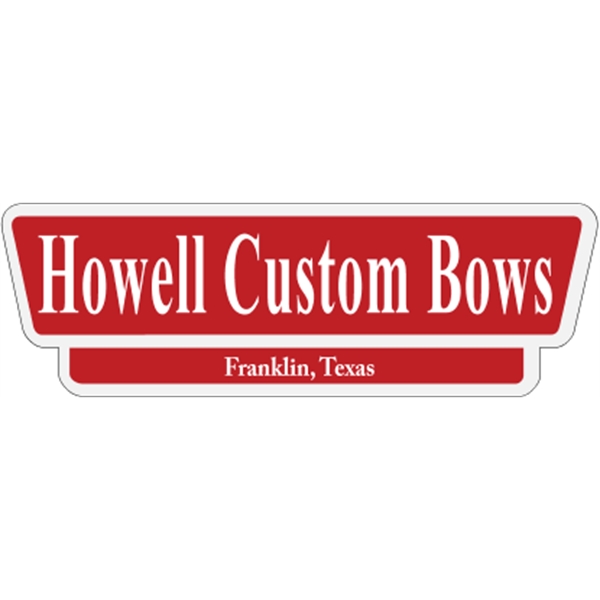 5.733" x 1.865" trapezoid shaped auto ad made from white reflective... from ASI 89910 Stouse, LLC