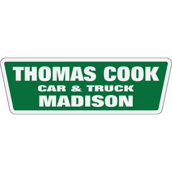 5.701" x 1.873" trapezoid shaped auto ad made from white reflective... from ASI 89910 Stouse, LLC