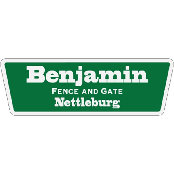 5.701" x 1.873" trapezoid shaped auto ad made from white reflective... from ASI 89910 Stouse, LLC