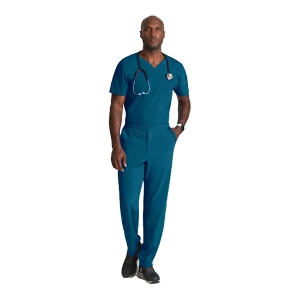 Barco One Men's 2 Pocket Ribbed V-neck Top... from ASI 86018 Scrub Authority / Uniform Stores