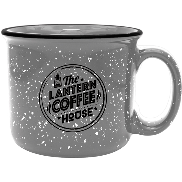 14 oz. ceramic mug with speckled glaze design and black halo... from ASI 71920 Moderne Glass Company Inc / Glass America®