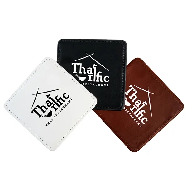 3.69" x 3.69" square shaped coaster made with faux leather.... from ASI 34415 Alpi International LTD