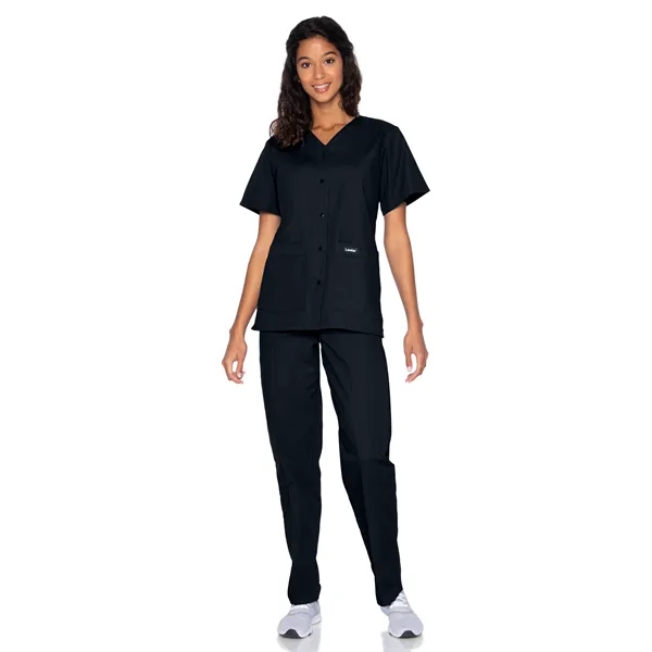 Landau Essentials Snap Front V-Neck Tunic... from ASI 86018 Scrub Authority / Uniform Stores