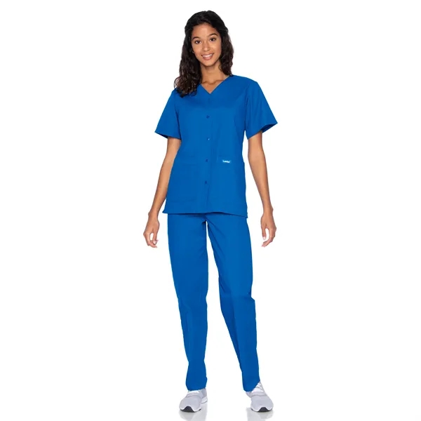 Landau Essentials Snap Front V-Neck Tunic... from ASI 86018 Scrub Authority / Uniform Stores