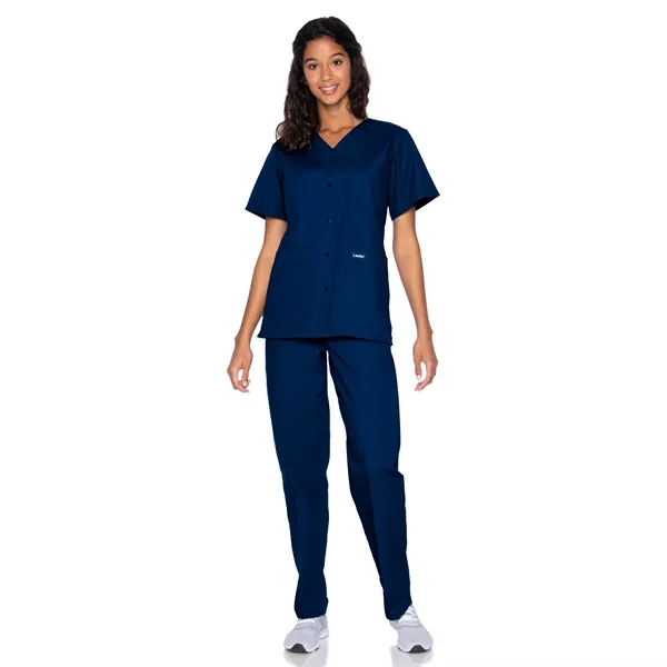 Landau Essentials Snap Front V-Neck Tunic... from ASI 86018 Scrub Authority / Uniform Stores