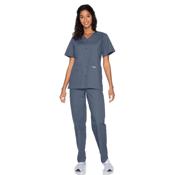 Landau Essentials Snap Front V-Neck Tunic... from ASI 86018 Scrub Authority / Uniform Stores