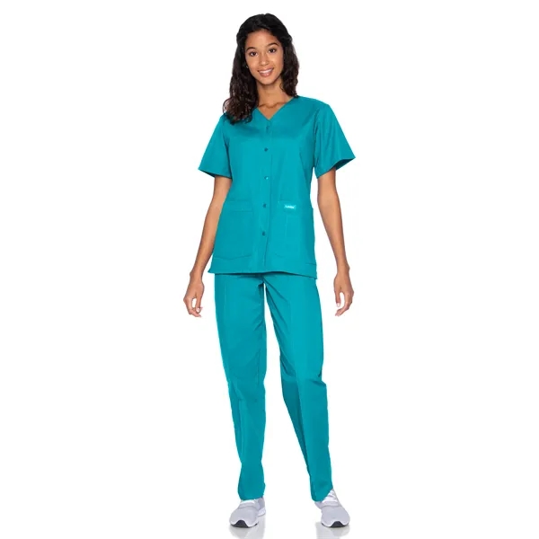 Landau Essentials Snap Front V-Neck Tunic... from ASI 86018 Scrub Authority / Uniform Stores
