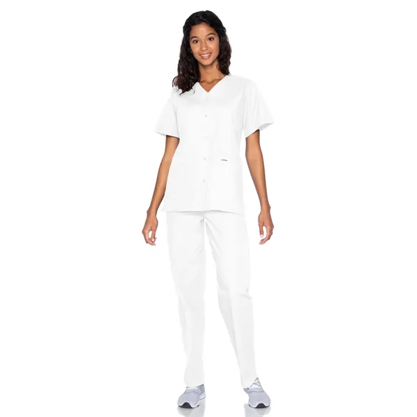 Landau Essentials Snap Front V-Neck Tunic... from ASI 86018 Scrub Authority / Uniform Stores