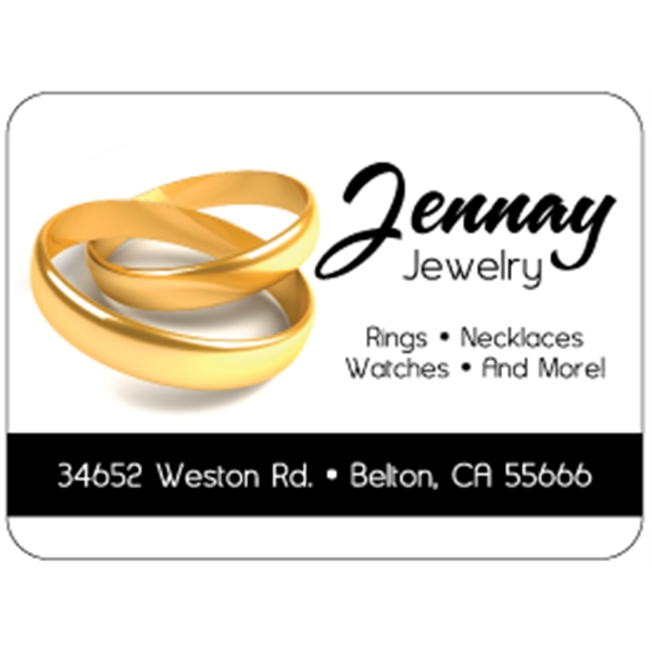 3.75" x 2.75" indoor labels with round corners, four color process... from ASI 89910 Stouse, LLC