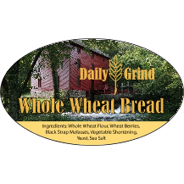 3" x 1.75" indoor labels with oval shape, four color process... from ASI 89910 Stouse, LLC