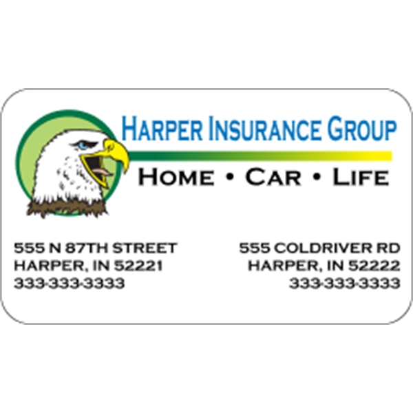 3.5" x 2" indoor labels with round corners, four color process... from ASI 89910 Stouse, LLC