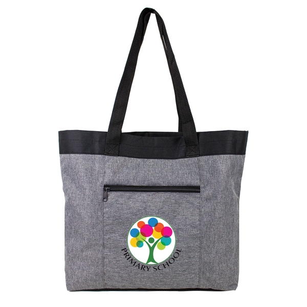 16" x 15" x 4.5" heather gray polyester tote bag with... from ASI 37980 Bagworld