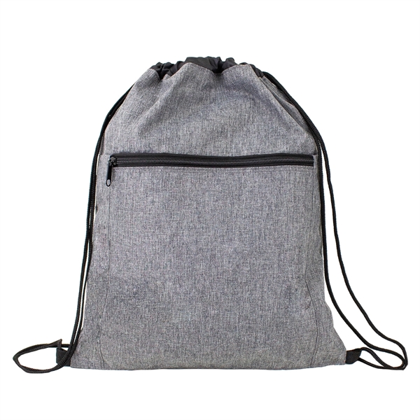 13.5" x 17" heather gray drawstring backpack with front zipper pocket... from ASI 37980 Bagworld