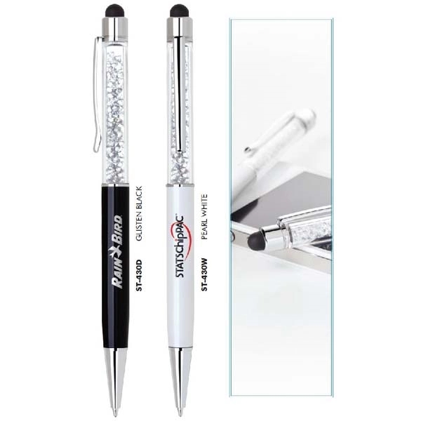 Brass twist-action ballpoint pen with a sparkling clear crystal insert in... from ASI 68190 Lungsal