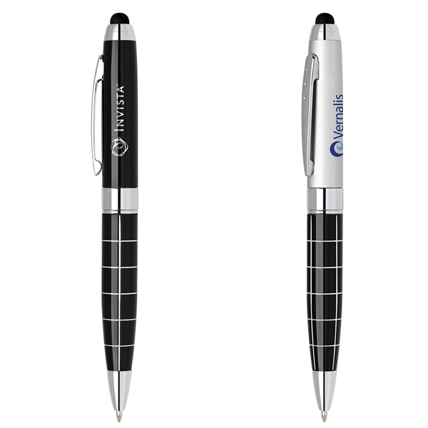 Wide body brass ballpoint pen with a refined grid design, sleek... from ASI 68190 Lungsal / Lungsal