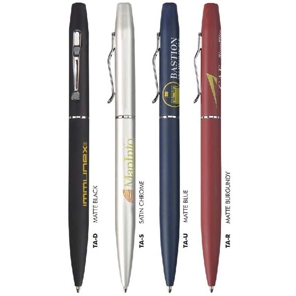 Twist-action pen in several matte colors with shining chrome wavy clip... from ASI 68190 Lungsal / Lungsal