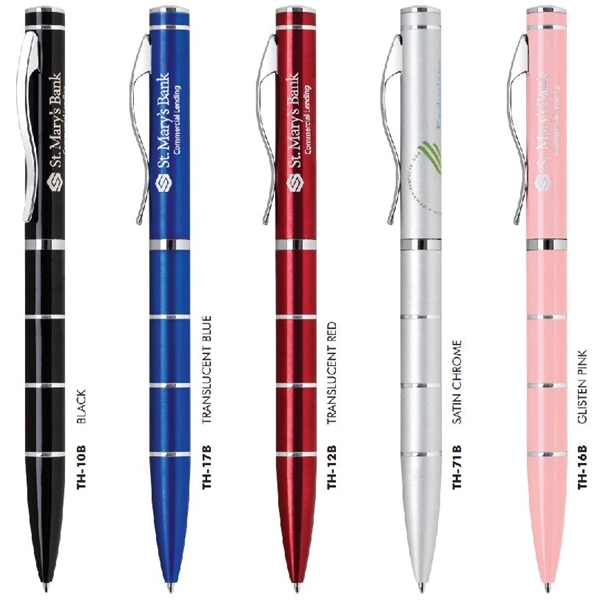 Twist-action aluminum ballpoint pen with a slim, fully burnished body, deep... from ASI 68190 Lungsal / Lungsal