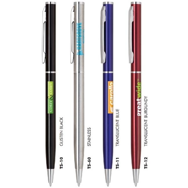 Aluminum twist-action pen with translucent color and shiny silver accents.... from ASI 68190 Lungsal / Lungsal