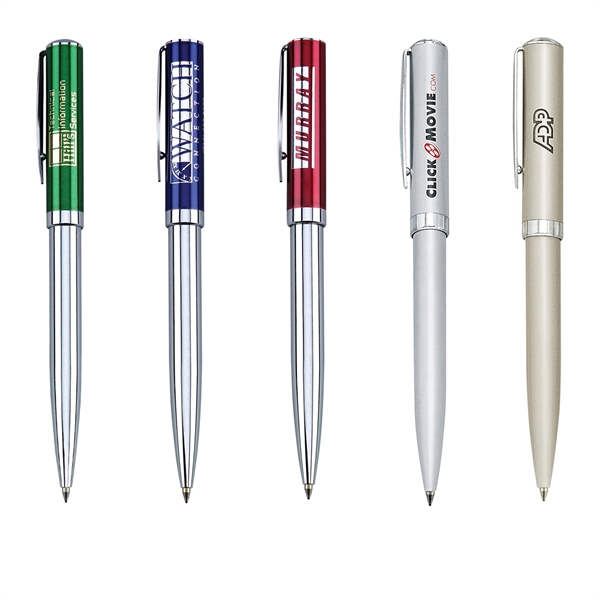 Twist-action ballpoint pen with solid brass construction, matte finish, and chrome... from ASI 68190 Lungsal / Lungsal
