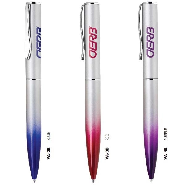 Aluminum twist-action ballpoint pen with a matte silver body, gradient colored... from ASI 68190 Lungsal / Lungsal