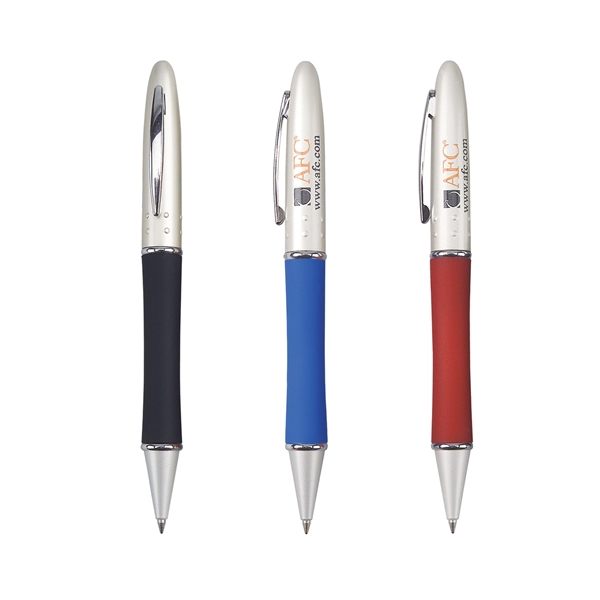 Twist-action pen with a solid brass cap in a satin silver... from ASI 68190 Lungsal / Lungsal