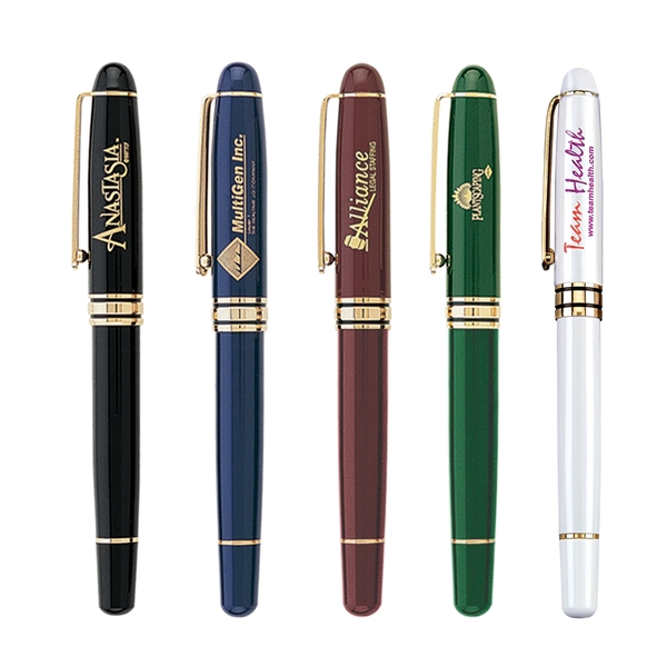 Brass cap-off rollerball pen available in several elegant enamel finish colors... from ASI 68190 Lungsal / Lungsal