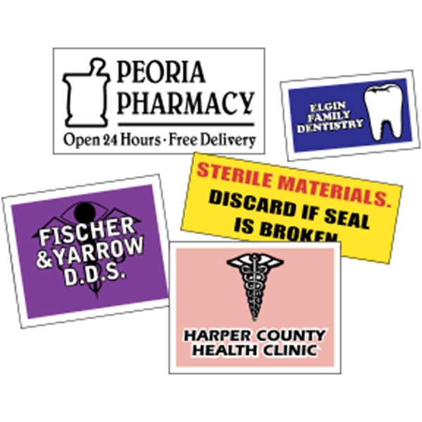 Butt-cut roll labels with a one color imprint.... from ASI 89910 Stouse, LLC