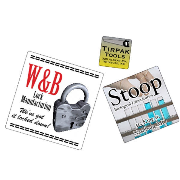 Square shaped labels on roll with 4CP printing.... from ASI 89910 Stouse, LLC