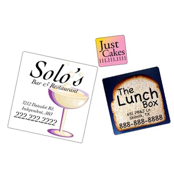 Square shaped labels on roll with 4CP printing.... from ASI 89910 Stouse, LLC