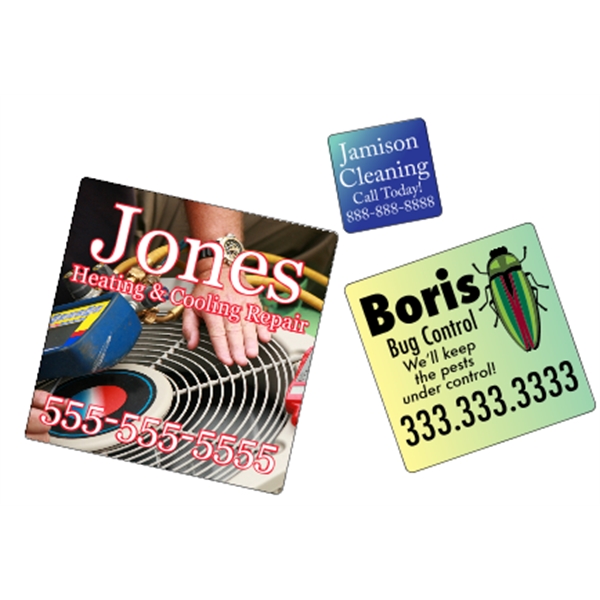 Square shaped labels on roll with 4CP printing.... from ASI 89910 Stouse, LLC