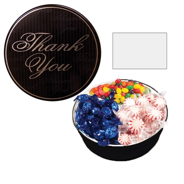 Tin filled with multiple filler options of good gift snacks and... from ASI 61125 Hit Promotional Products