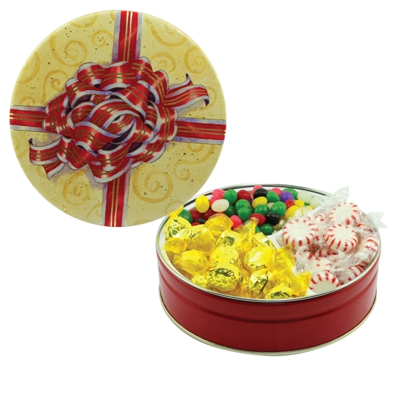Tin filled with multiple filler options of good gift snacks and... from ASI 61125 Hit Promotional Products