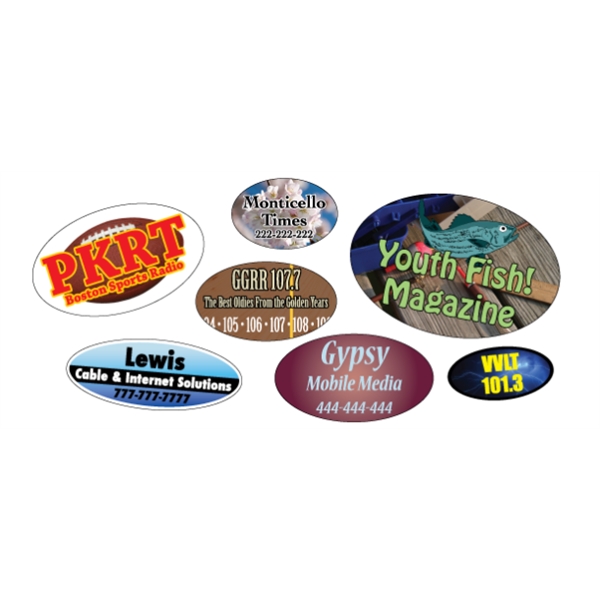 Oval shaped labels on roll with 4CP printing.... from ASI 89910 Stouse, LLC