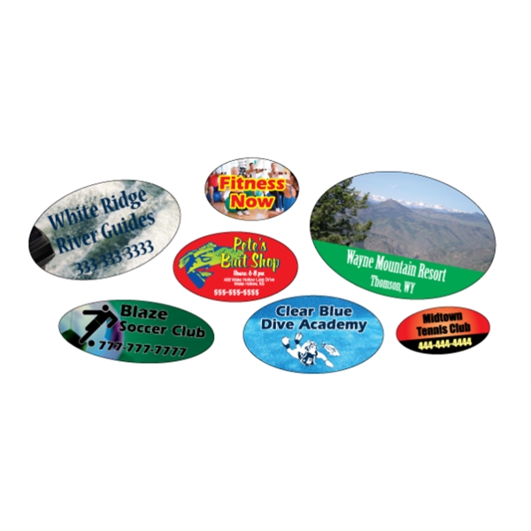 Oval shaped labels on roll with 4CP printing.... from ASI 89910 Stouse, LLC