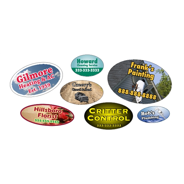 Oval shaped labels on roll with 4CP printing.... from ASI 89910 Stouse, LLC