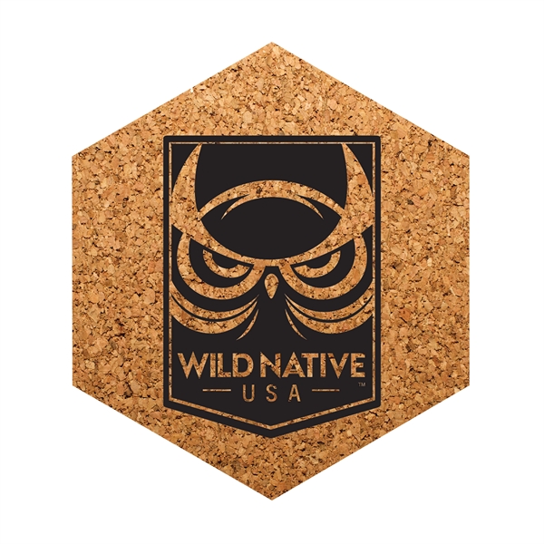3.75" x 1/8" hexagonal-shaped real cork drink coaster.... from ASI 90807 Tekweld