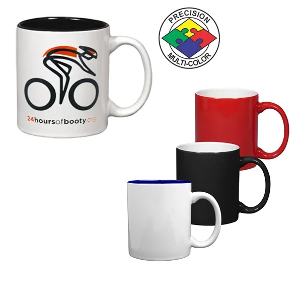 11oz two-tone white mug with c-shaped handle and colored interior. Glossy... from ASI 80093 Pyrographics / Pyrographics Line