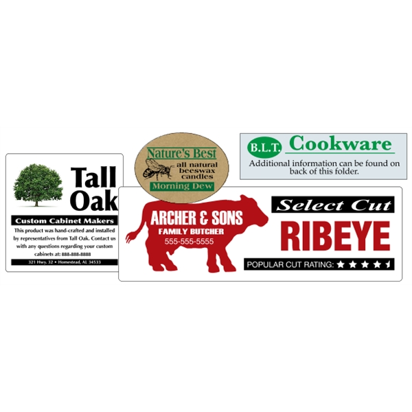 Specialty material roll labels with customization and your choice of paper.... from ASI 89910 Stouse, LLC