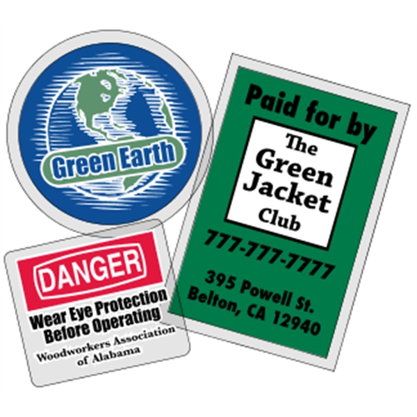 Clear polyester (face adhesive) are wound 500 or 1000 per roll... from ASI 89910 Stouse, LLC