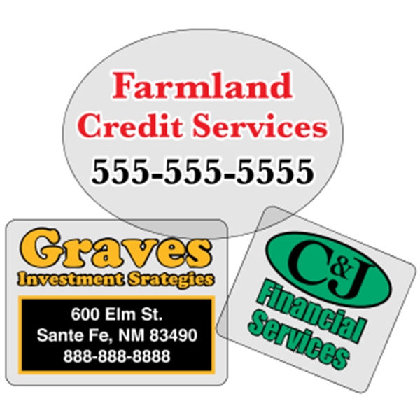 Clear polyester (back adhesive) are wound 500 or 1000 per roll... from ASI 89910 Stouse, LLC